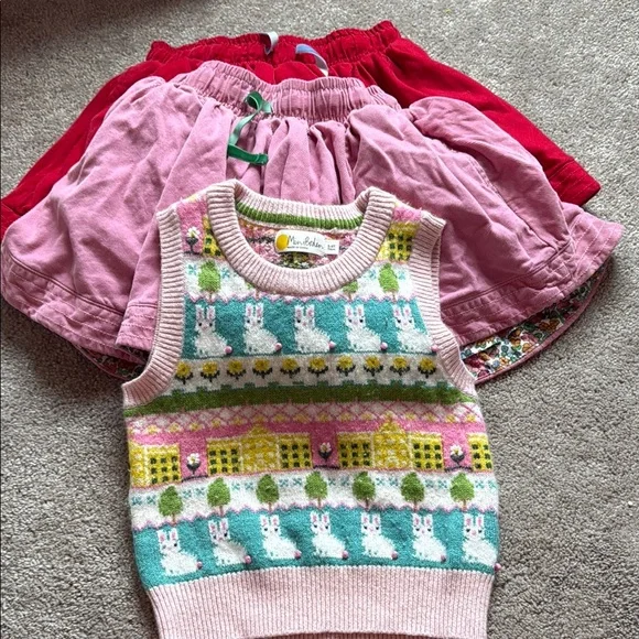 Mini Boden Pink and Green Skirt and Sweater Bundle size 5-6 - Picture 1 of 3